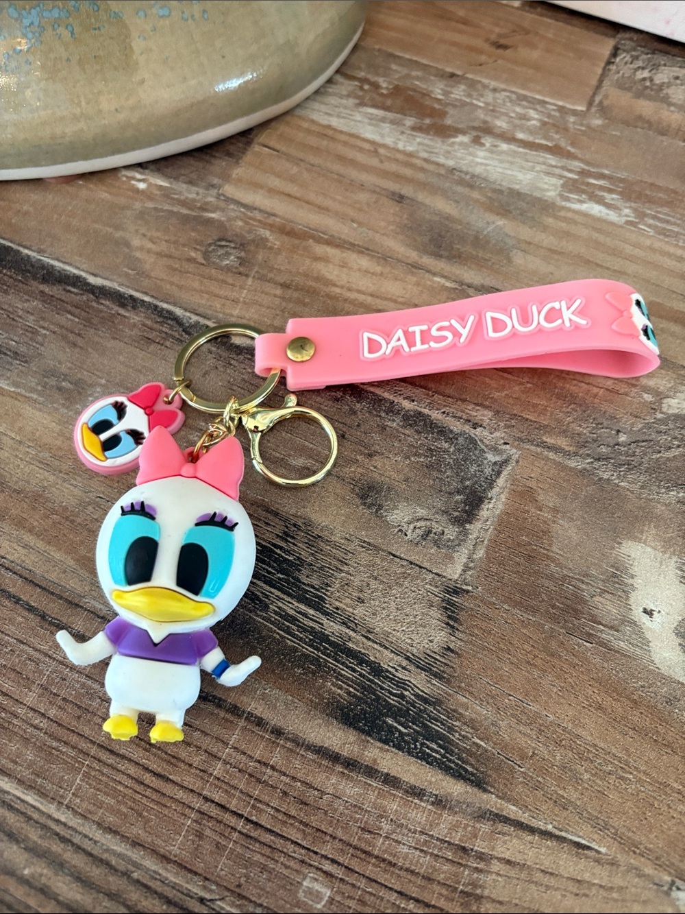 Disney Daisy Duck Pink Silicone Keychain with Character Charm